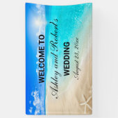 ビーチ結婚式カスタム歓迎 横断幕 (縦)
