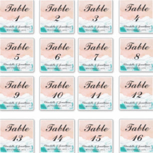 ビーチ結婚式カスタム表の番号 シール