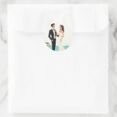 ビーチ結婚式カップルのシール ラウンドシール (バッグ)