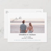 ビーチ結婚式カップルの写真の保存日付 ポストカード (正面/裏面)
