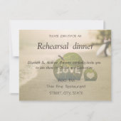 ビーチ結婚式カップル、ラブリハーサルディナー 招待状 (正面)