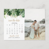 ビーチ結婚式カレンダー日付の写真の保存 ポストカード (正面)