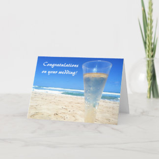 ビーチ結婚式カードのシャンペン カード