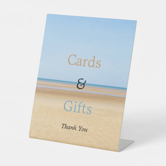 ビーチ結婚式カード及びギフト台座標識 台座サイン (正面)