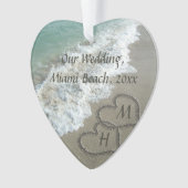 ビーチ結婚式キープサケ連動ハート オーナメント (正面)