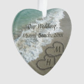 ビーチ結婚式キープサケ連動ハート オーナメント (正面)