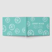 ビーチ結婚式ゲストブックとサンドドルデザイン ゲストブック (全面)