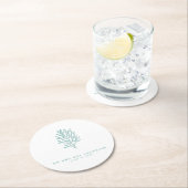 ビーチ結婚式コースタルコーラルターコイズ ラウンドペーパーコースター (インサイチュ)