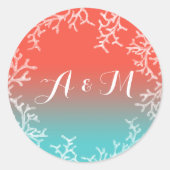 ビーチ結婚式コーラルリーフスターフィッシュ ラウンドシール (正面)