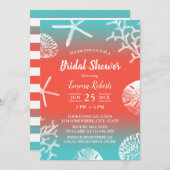 ビーチ結婚式コーラルリーフブライダルシャワー 招待状 (正面/裏面)