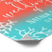 ビーチ結婚式コーラルリーフ&スターフィッシュウェルカムサイン ポスター (角)