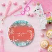 ビーチ結婚式コーラルリーフ&スターフィッシュ ペーパープレート (パーティー)