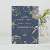 ビーチ結婚式ゴールデンブルー結婚式招待状 招待状 (スタンド正面)