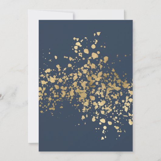 ビーチ結婚式ゴールデンブルー結婚式招待状 招待状 (裏面)