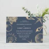 ビーチ結婚式ゴールデンブルー結婚式招待状 招待状 (スタンド正面)