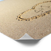 ビーチ結婚式サインゲストブックサンドハートイニシャル ポスター (角)