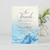 ビーチ結婚式サマーブルー結婚ズ 招待状 (スタンド正面)