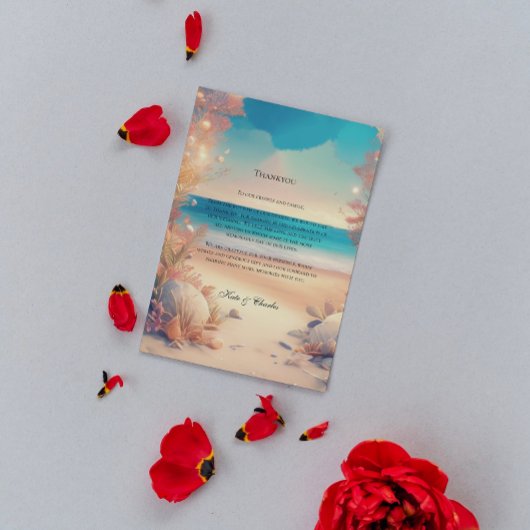 ビーチ結婚式サンキューで サンキューカード