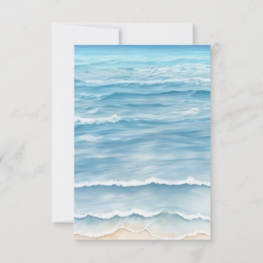 ビーチ結婚式サンキューカードと海波 サンキューカード (裏面)