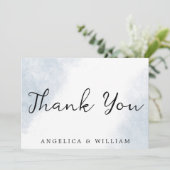 ビーチ結婚式サンキューカードダスティブルーウォーター色 サンキューカード (スタンド正面)