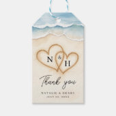 ビーチ結婚式サンキューサンキューラベルwithサンドハート ギフトタグ (正面)