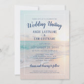 ビーチ結婚式サンセットサンライズサンディ海 招待状 (正面)