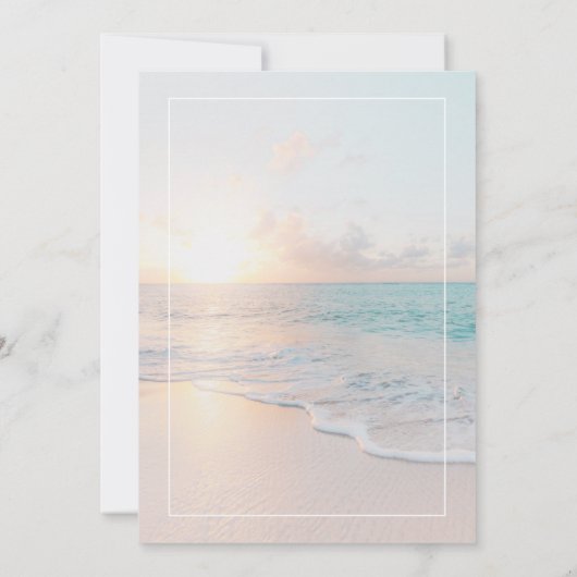 ビーチ結婚式サンセットサンライズサンディ海 招待状 (裏面)