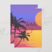 ビーチ結婚式サンセットテーブルカード 招待状 (正面/裏面)