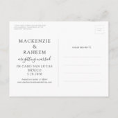 ビーチ結婚式サンセットハート飛行機日付の保存 案内ポストカード (裏面)