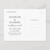 ビーチ結婚式サンセットハート飛行機日付の保存 案内ポストカード (裏面)