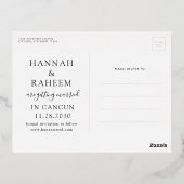 ビーチ結婚式サンセットハート飛行機日付保存  箔招待状ポストカード (裏面)