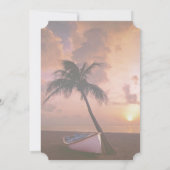 ビーチ結婚式サンセットパームボートブライダルシャワー 招待状 (裏面)