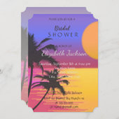 ビーチ結婚式サンセットブライダルシャワー 招待状 (正面/裏面)