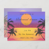 ビーチ結婚式サンセットリハーサルディナー 招待状 (正面/裏面)