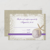 ビーチ結婚式サンドドルとヒトデ 出欠カード (正面/裏面)