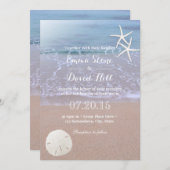ビーチ結婚式サンドドル&スターフィッシュ 招待状 (正面/裏面)