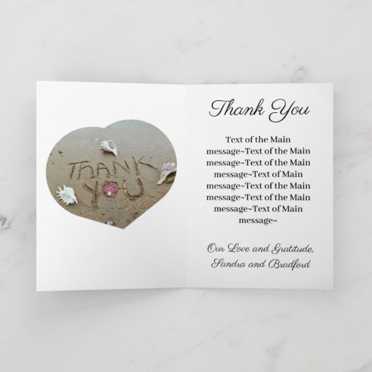 ビーチ結婚式シェルハートありがとう シーズンカード (内部)