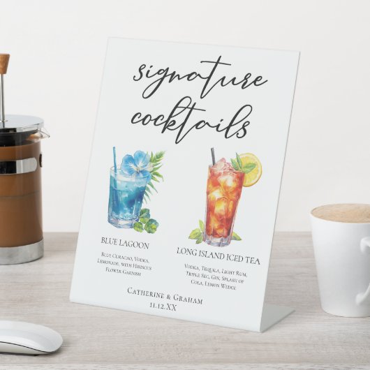 ビーチ結婚式シグネチャカクテルメニュー 台座サイン (インサイチュ)