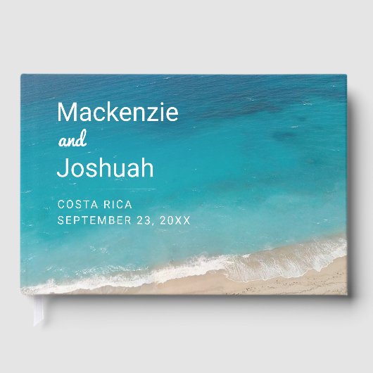 ビーチ結婚式シックモダンミニマルターコイズ ゲストブック (正面)