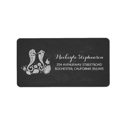 ビーチ結婚式シャルボードシーホース ラベル (正面)