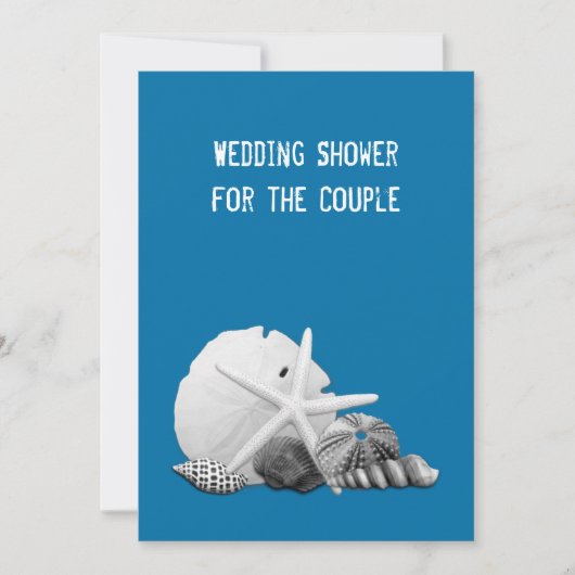 ビーチ結婚式シャワーシーシェルの写真招待状 招待状 (正面)