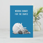 ビーチ結婚式シャワーシーシェルの写真招待状 招待状 (スタンド正面)