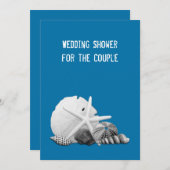 ビーチ結婚式シャワーシーシェルの写真招待状 招待状 (正面/裏面)