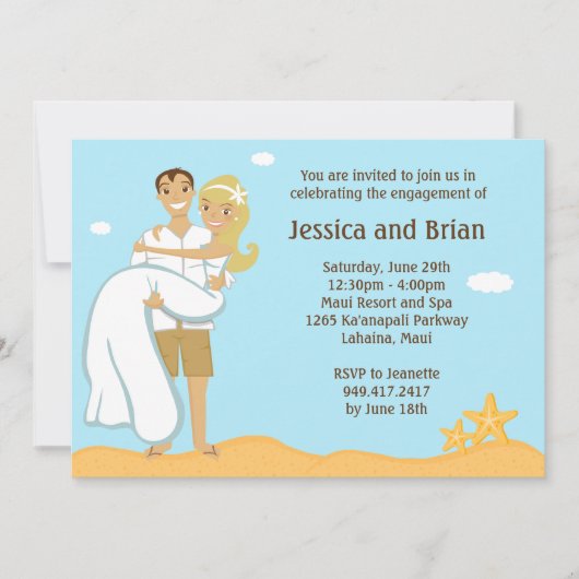 ビーチ結婚式シャワー招待状 招待状 (正面)