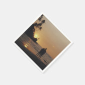 ビーチ結婚式シルエット写真 スタンダードカクテルナプキン (角)