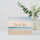ビーチ結婚式シンプルサンキューハガキ ポストカード (スタンド正面)
