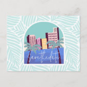 ビーチ結婚式シンプル予算日付の保存 案内ポストカード (正面)