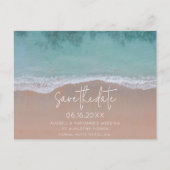 ビーチ結婚式シンプル予算日付の保存 案内ポストカード (正面)