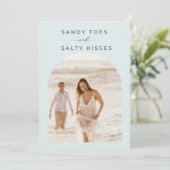 ビーチ結婚式シンプル写真の保存日付 セーブザデート (スタンド正面)