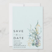 ビーチ結婚式シンプル写真の保存日付 セーブザデート (裏面)